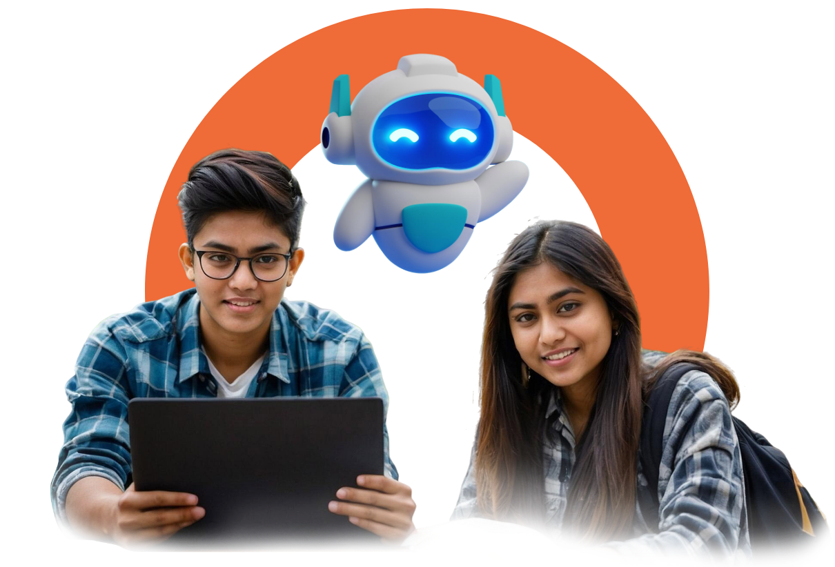 Students learning with AI